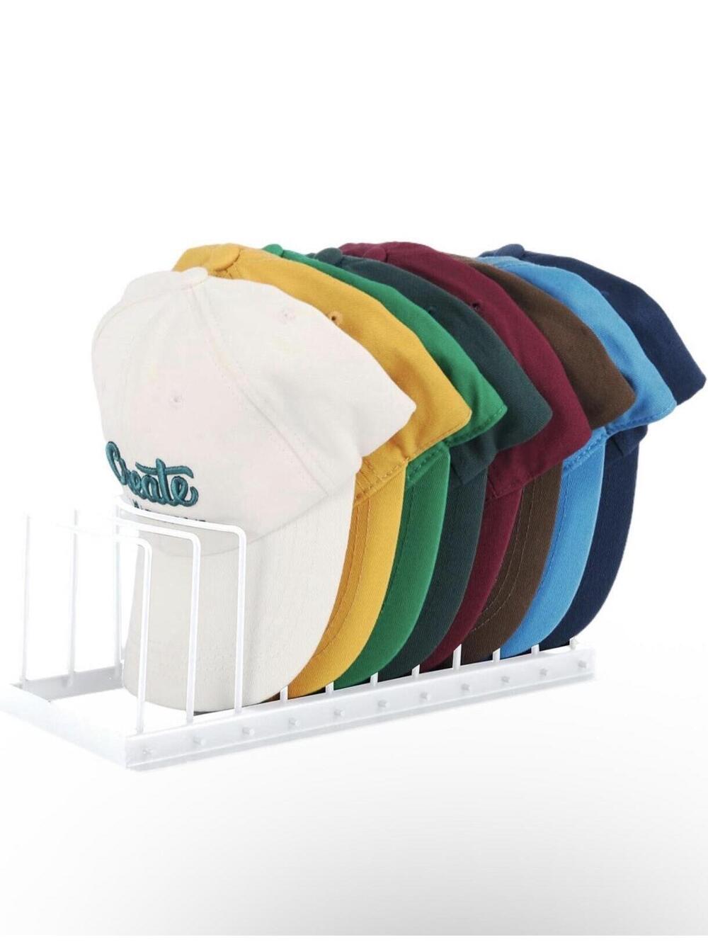 Hat Rack Metal Stand 10 Baseball Caps Hook Holder Display Storage Holder White